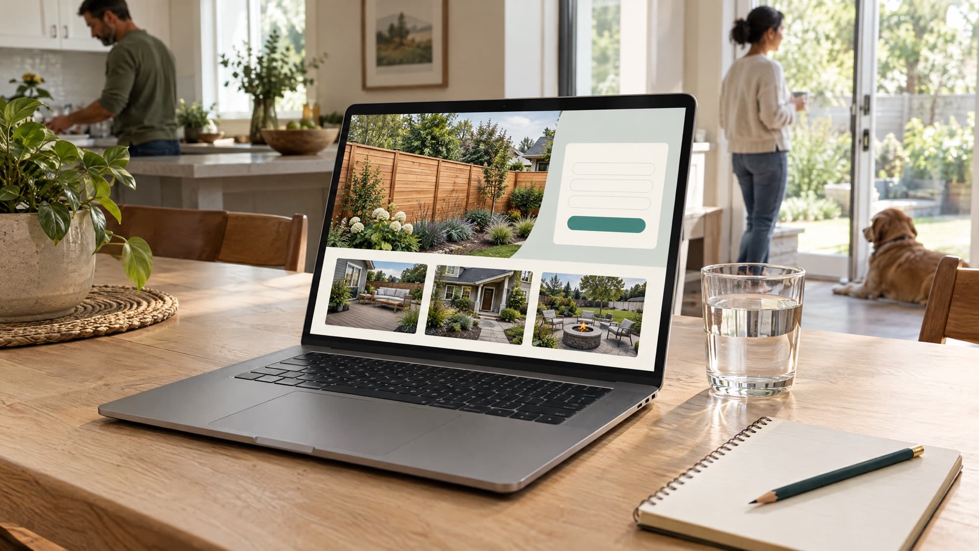 A contractor project page on a laptop